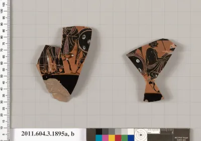 Terracotta fragments of a kylix: Band cup (drinking cup)