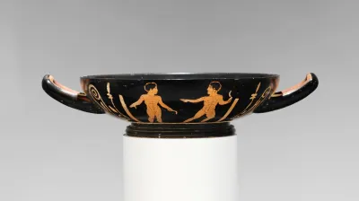 Terracotta stemless kylix (drinking cup)
