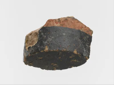 Terracotta fragment of the bottom of a cup with polychrome decoration