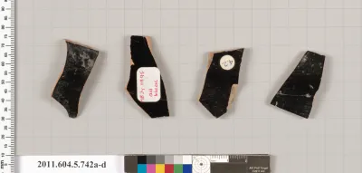 Terracotta fragments of kylikes (drinking cups)