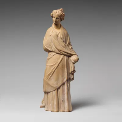 Terracotta statuette of a draped woman