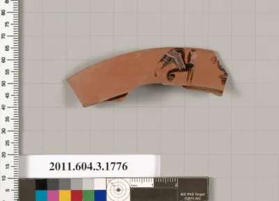 Terracotta rim fragment of a kylix: Lip cup (drinking cup)