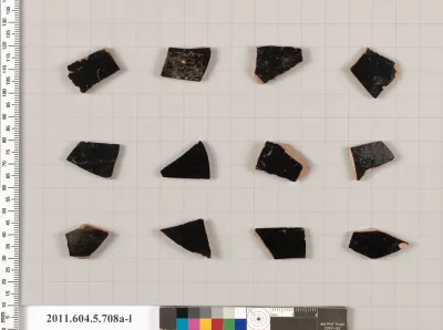 Terracotta fragments of kylikes (drinking cups)