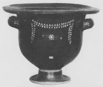 KRATER, BELL (SOUTH ITALIAN, GNATHIAN, BLACK GLAZE)