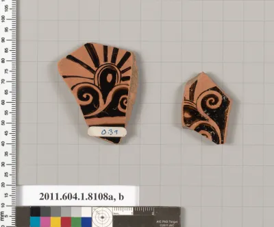 Terracotta fragments of a kylix (drinking cup)