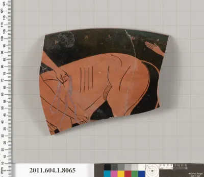 Terracotta rim fragment of a kylix (drinking cup)