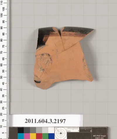 Terracotta rim fragment of a kylix (drinking cup)