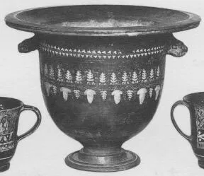 KRATER, BELL (SOUTH ITALIAN, GNATHIAN, BLACK GLAZE)