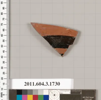Terracotta fragment of a kylix: Band or lip cup (drinking cup)