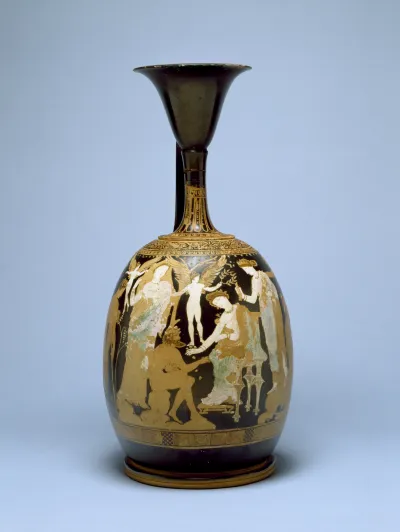 Lekythos with Knucklebone Players and Attendants