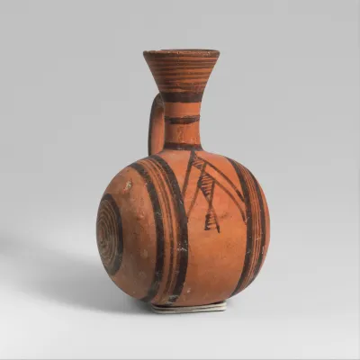 Terracotta barrel-shaped jug