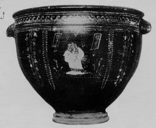 KRATER, BELL (SOUTH ITALIAN, GNATHIAN, BLACK GLAZE)