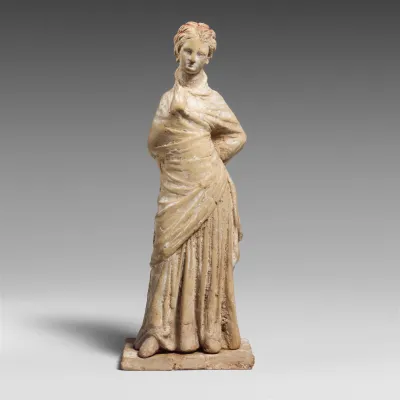 Terracotta statuette of a draped woman