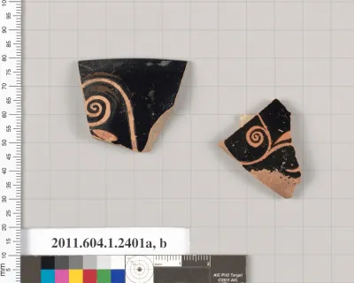 Terracotta fragments of kylikes (drinking cups)