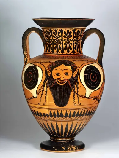 Amphora (Attische Halsamphora mit Dionysos- und Satyrmaske)