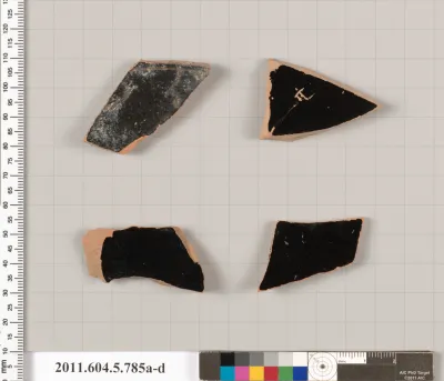 Terracotta fragments of kylikes (drinking cups)
