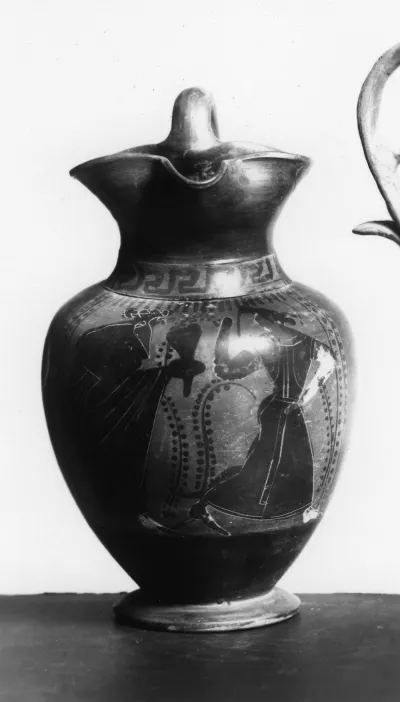 Oinochoe with Dionysus and Bacchante