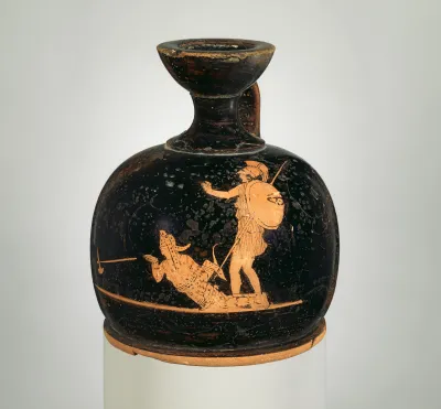 Terracotta squat lekythos (oil flask)