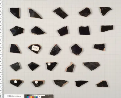 Terracotta fragments of kylikes (drinking cups)