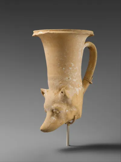 Terracotta rhyton (vase for libations or drinking)