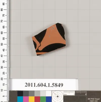 Terracotta fragment of a kylix: eye-cup  (drinking cup)