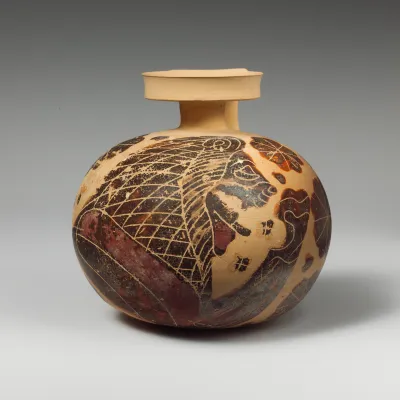 Terracotta aryballos (oil flask)