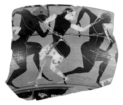Attic Black-Figure Siana Cup Fragment (comprised of 4 Joined Fragments)