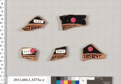 Terracotta fragments of kylikes (drinking cups)