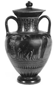 AMPHORA, NECK AND LID (ATHENIAN, BLACK-FIGURE)