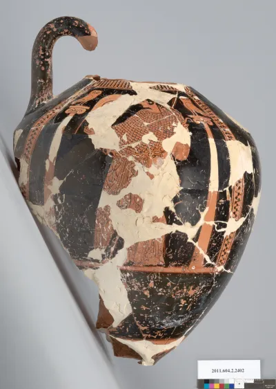 Terracotta fragment of a neck-amphora of Panathenaic shape