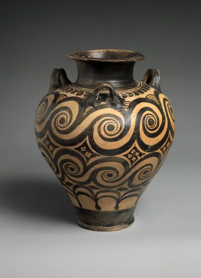 Terracotta jar with three handles