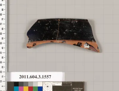 Terracotta rim fragment of a kylix: Band cup (drinking cup)