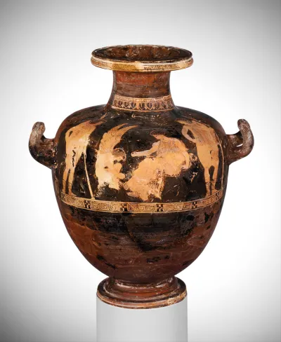 Terracotta hydria: kalpis (water jar)