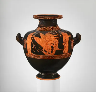 Terracotta hydria: kalpis (water jar)