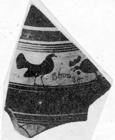 CUP DROOP, FRAGMENT (ATHENIAN, BLACK-FIGURE)