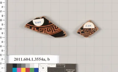 Terracotta fragments of kylikes (drinking cups)