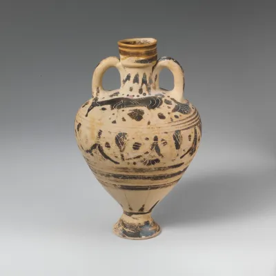 Terracotta amphoriskos (oil flask)