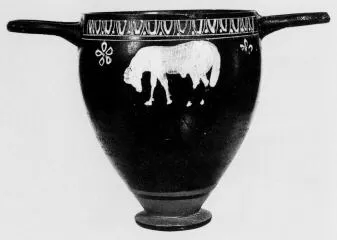 SKYPHOS (SOUTH ITALIAN, GNATHIAN, BLACK GLAZE)