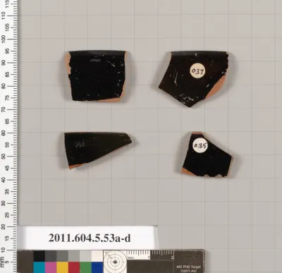 Terracotta rim fragments of kylikes (drinking cups)