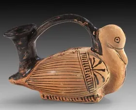 FIGURE VASE, ASKOS (ATHENIAN, RED-FIGURE)