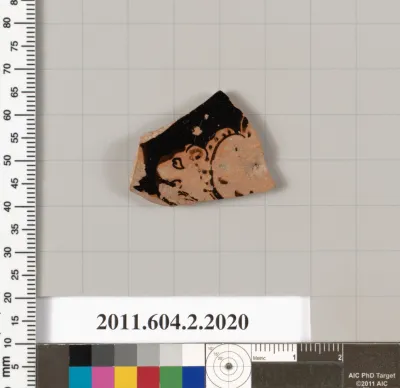 Terracotta fragment of an askos (flask with a spout and handle over the top)