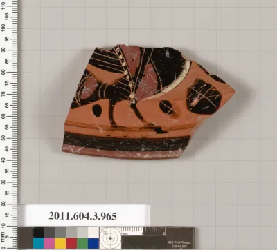 Terracotta fragment of a lekanis lid (covered dish)