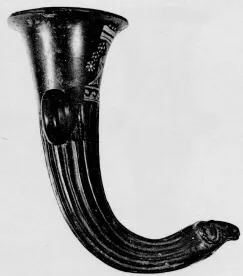 FIGURE VASE, RHYTON (SOUTH ITALIAN, APULIAN, RED-FIGURE)