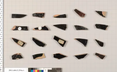 Terracotta fragments of kylikes (drinking cups)