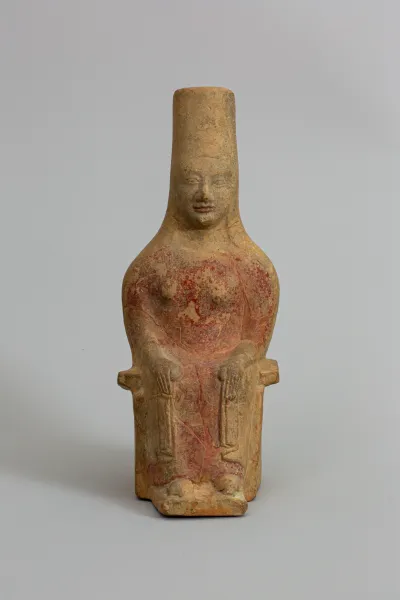 Terracotta statuette of a seated goddess