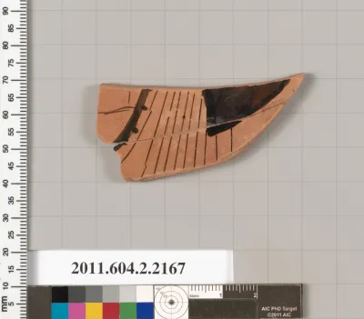 Terracotta fragment of a pot; unglazed on the inside