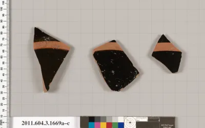 Terracotta fragments of kylikes: Band or lip cups (drinking cups)