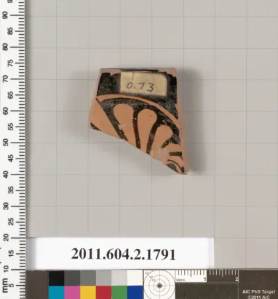 Terracotta rim fragment of a skyphos (deep drinking cup)