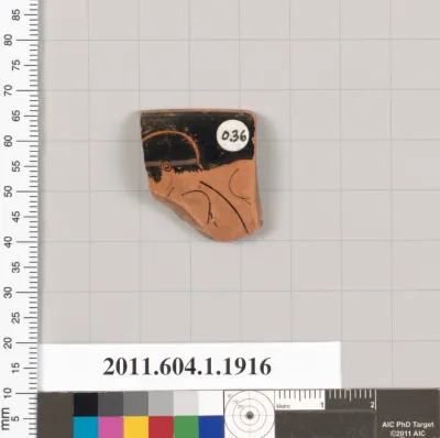 Terracotta rim fragment of a kylix (drinking cup)