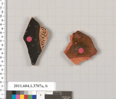 Terracotta fragments of kylikes (drinking cups)